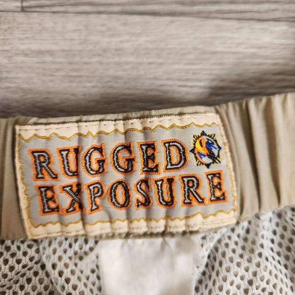 Rugged Exposure Tan Shorts L Trunks Swim Cargo Lined Water or Land Quick‎ Dry - Picture 3 of 9